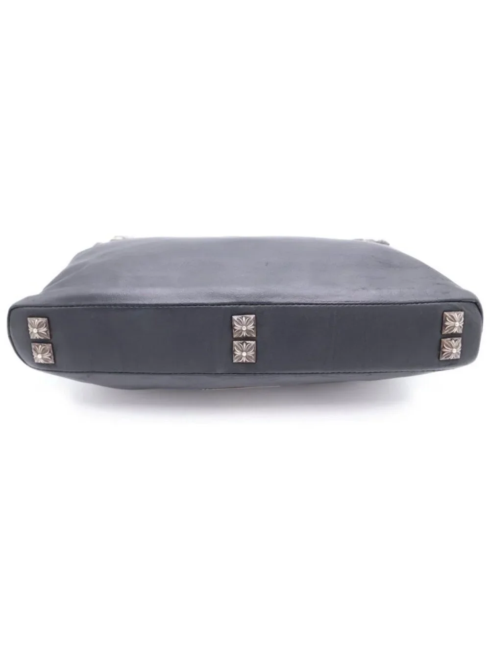 Chrome Hearts Clutch Pyramid Studs Studs Leather Black Silver